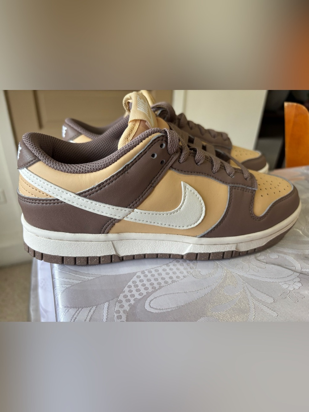 Nike Dunk Low in Cream, Brown and White